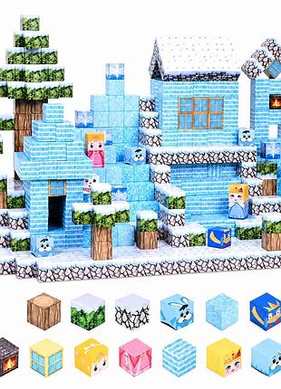 Магнітний конструктор minecraft крижане село та зимовий портал 100 деталей для дітей від 3 років поринь у світ майнкрафту