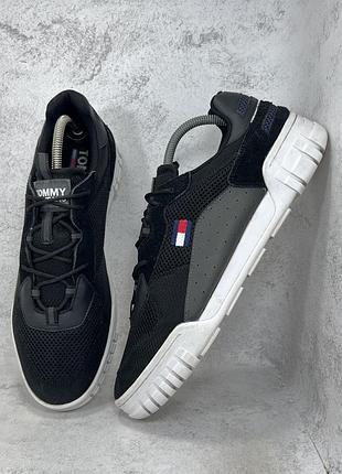 Чоловічі чорні кросівки tommy hilfiger retro mesh