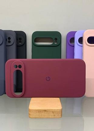 Google pixel 9 pro xl | противоударный чехол с логотипом | soft touch | бордовый