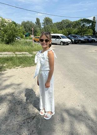 Костюм топ з бантом + штани палаццо + босоніжки