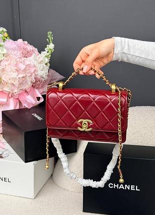 Жіноча сумка преміум mini flap bag burgundy