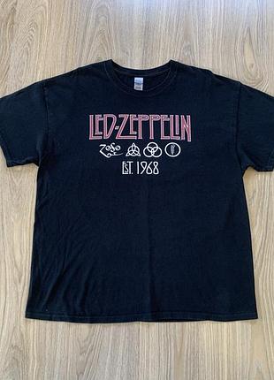 Мужская хлопковая футболка с принтом мерч gildan led zeppelin