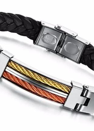 Браслет primo steel rope на руку - gold bronze