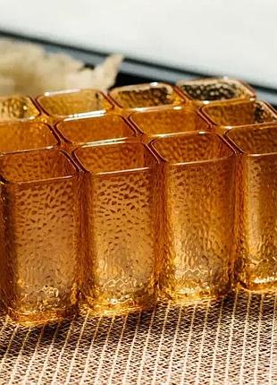 Набор стаканов из толстого стекла 12 шт. 245 мл для воды сока коктейлей стаканы стеклянные для дома кафе бара ресторана коричневые
