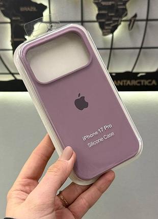 Чехол silicone case с микрофиброй для iphone 17 pro, качественный чехол-бампер с микрофиброй для айфон 17 про (сиреневый)