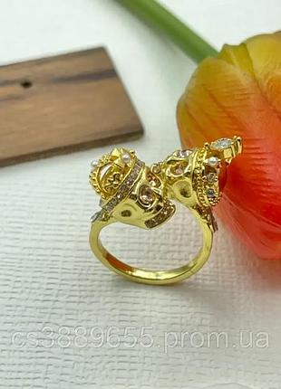 Кільце олександр маккуїн alexander mcqueen twin skull crown ring gold люкс якість