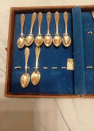 Серебряные чайные кофейные ложки срср каштан 875 проба звезда клеймо киев 14 см длина серебро серебринае