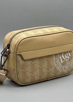 Чоловіча брендова сумка, барсетка на плече lacoste (1097) brown
