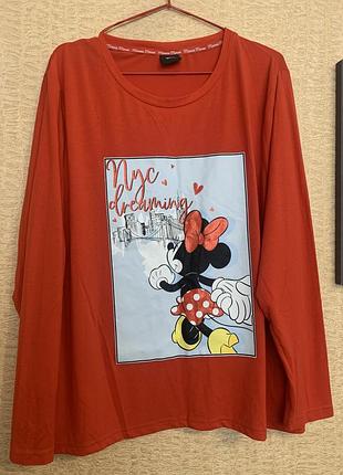 Лонгслів жіночий disney червоний з накаткою xl xxl віскоза