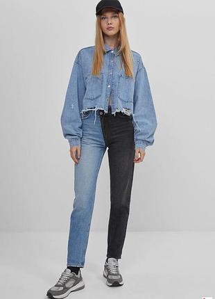 Джинси жіночі bershka комбіновані джинси мом 36