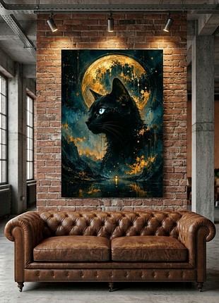 Картина «черный кот» печать на холсте.