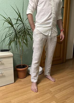 Лляні штани h&m — slim fit (100% льон)