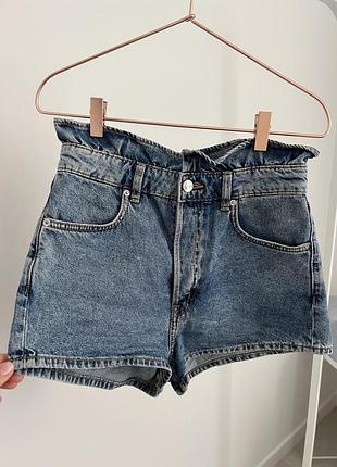 Стильні джинсові шорти h&m divided з високою посадкою xs s темно сині