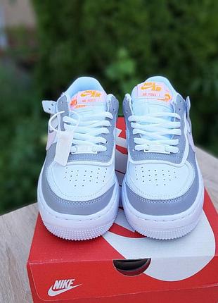N1ke air force 1 shadow белые с серым