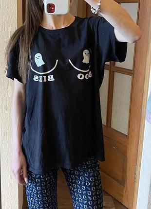 Футболка женская gildan boobies черная оверсайз с принтом