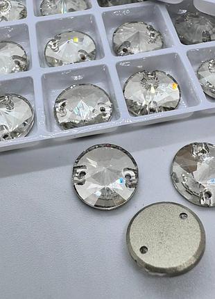 Пришивные стразы lux 12 мм, форма риволи, цвет silver shade , 1шт