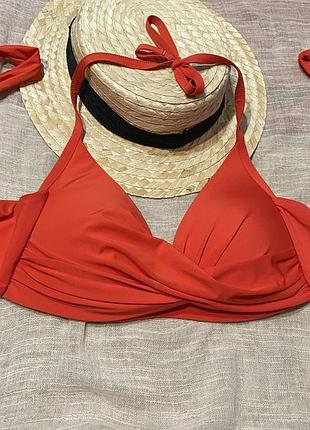 Calzedonia крутой коралловый верх от купальника на завязках как новый