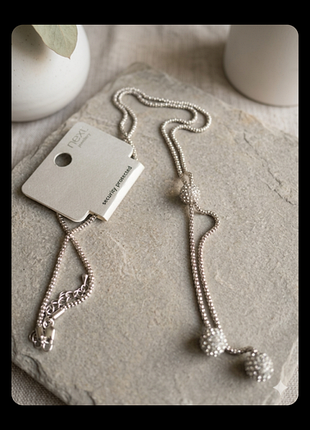 длинное ожерелье-сотуар next jewellery с кристаллами (84+8 см)