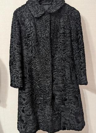 Шуба натуральний каракуль / каракульча чорна вінтаж luxury oversize