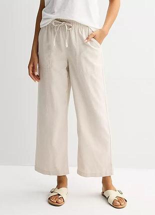 Широкие льняные кюлоты h&m