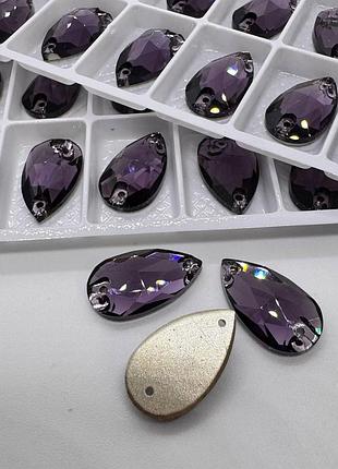 Пришивные капли стекло lux, цвет tanzanite 11x18 мм, 1шт