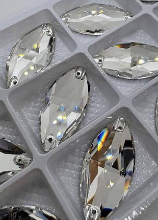 Пришивные лодочки стекло lux, crystal, 15х32 мм, 1шт