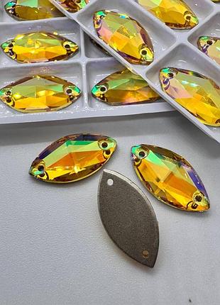 Пришивные лодочки стекло lux, цвет crystal sun 9x18 мм, 1шт