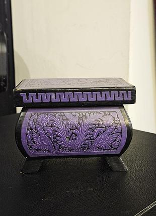 Винтажная деревянная шкатулка с орнаментом, ящик для украшений, hand painted, декор, подарок