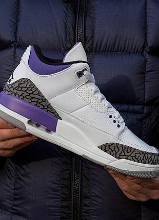 Женские мужские кроссовки air jordan retro 3 dark iris демисезон весна-осень