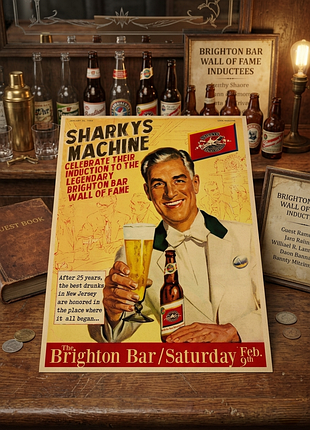 Плакат постер на крафтовой бумаге ретро реклама brighton bar 42х30 см