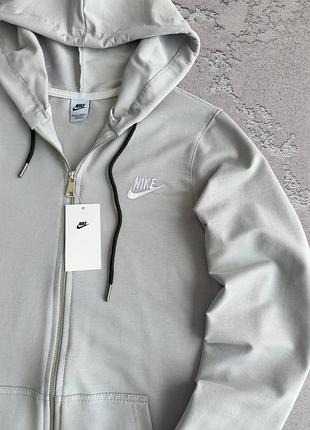 Спортивная кофта серая, худи с капюшоном на замке, качество премиум