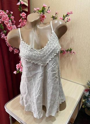 Льняная майка с кружевом marta  l-xl италия