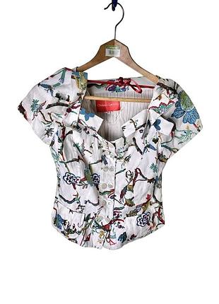 Vintage y2k christian lacroix womens bustier corset nature print size 40 жіноча блуза корсет вінтажний люкс женский корсет блузка размер 40