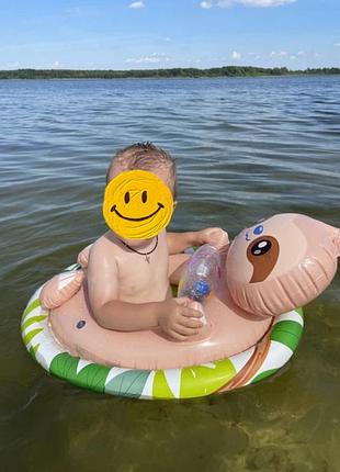 🏞️🦥 надувной круг плотик ленивец🦦 / круг надувной детский / круг с отверстиями для ножек / надувной круг для детей от 2 лет