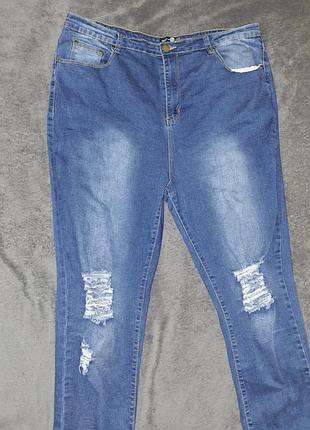 Джинсы синие скинни рваные boohoo 3