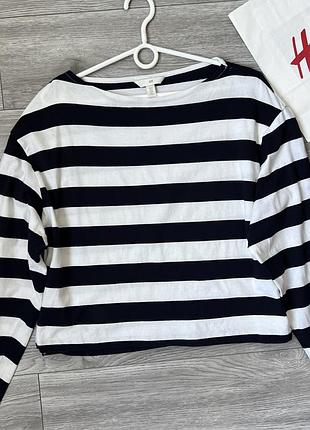 Жіночий котоновий лонгслів в смужку h&m