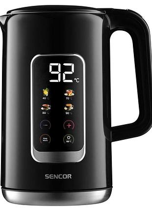 Электрочайник sencor swk0951bk 1.7л, strix, led дисплей, двойные стенки, черный