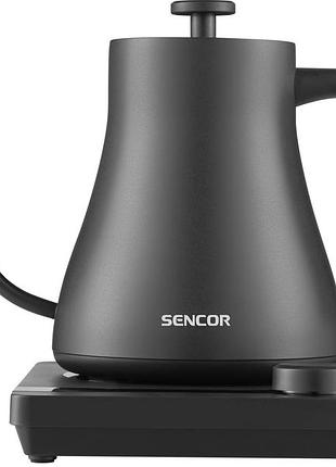 Электрочайник sencor swk2828bk 0.6л, 5 темп.реж, сенс. управл., нерж. сталь, чорный