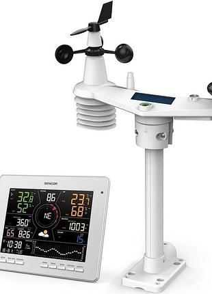 Метеостанция sencor sws16600wifi, внутр/наруж измерение, темп-ра, влажность, время, прогноз погоды, атм. давление, скор. ветра,