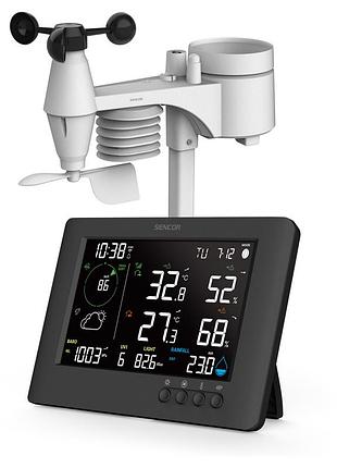 Метеостанция sencor sws10500wifi, внутр/наруж измерение, от сети/cr2032x1+aax3, темп-ра, влажность, время, прогноз погоды, атм.