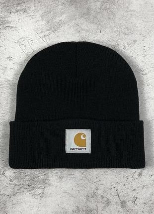 Шапка біні чоловіча carhartt wip з логотипом чорна