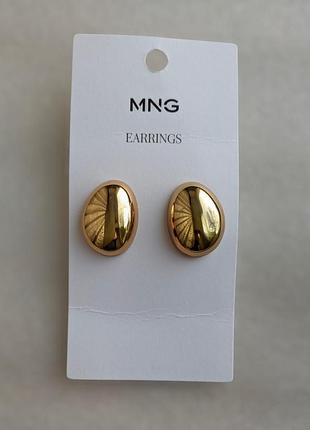 Стильные золотистые серьги mango (mng) | новые овальные пусеты