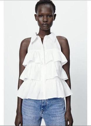 Блуза zara , блузка з воланами