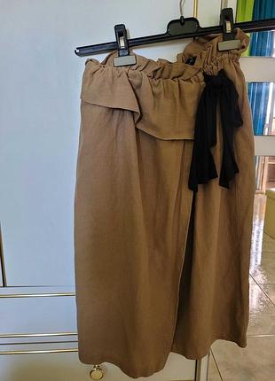 Юбка zara basic из льняной смеси
