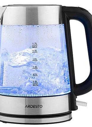 Электрочайник ardesto ekl-f200 1.7л strix 2150вт автоотключение серебристо-черный