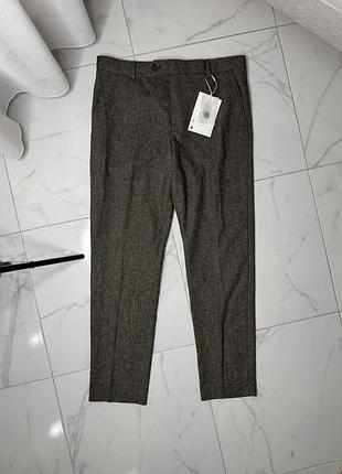 Вовняні штани selected homme slim fit / size 50 (34r) / коричневі