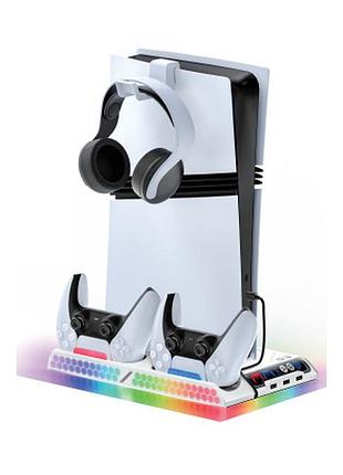 Підставка ps5 pro / fat / slim з охолодженням зарядка rgb oivo vg-p5320w-pro