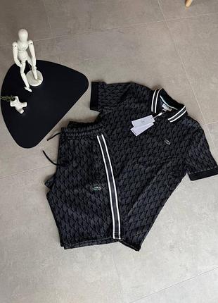 Спортивний літній костюм lacoste monogram black