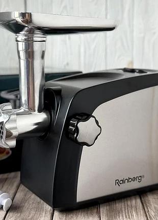 Электрическая мясорубка rainberg rb-673a 3800w с соковыжималкой шнековая для фарша и овощей ve-33