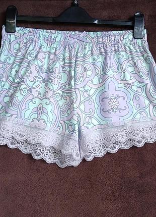 Шорты женские домашние с кружевом, мягкие, xs, eur 34-36